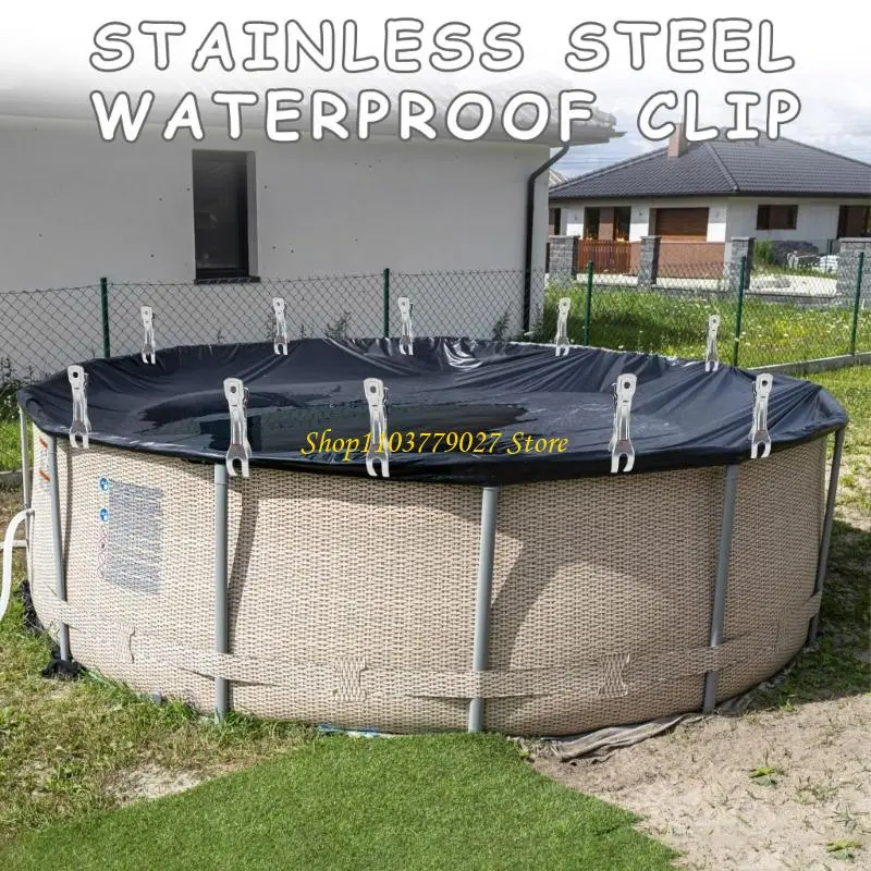 C4DF 30Pieces Sturdy Stainlesses Steel Pool Cover Clamps for Windproof Protective
