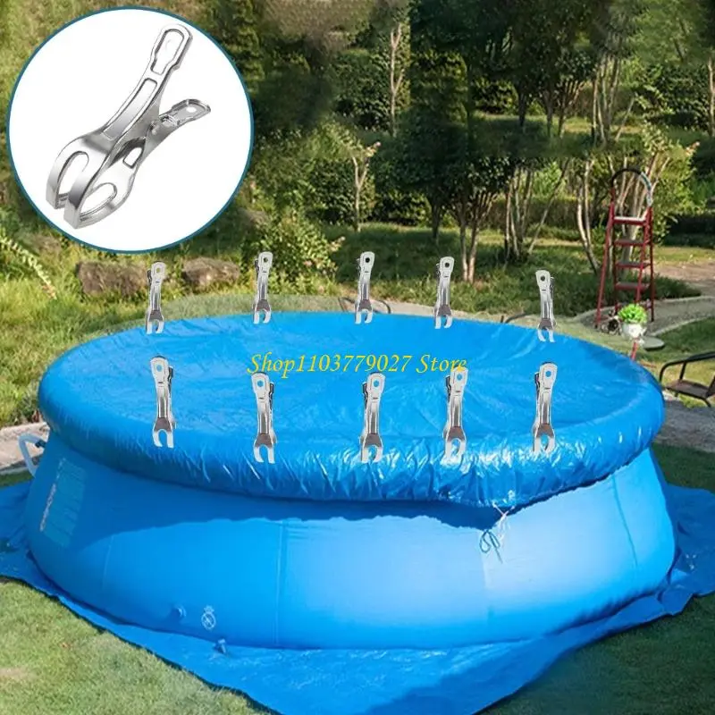 C4DF 30Pieces Sturdy Stainlesses Steel Pool Cover Clamps for Windproof Protective
