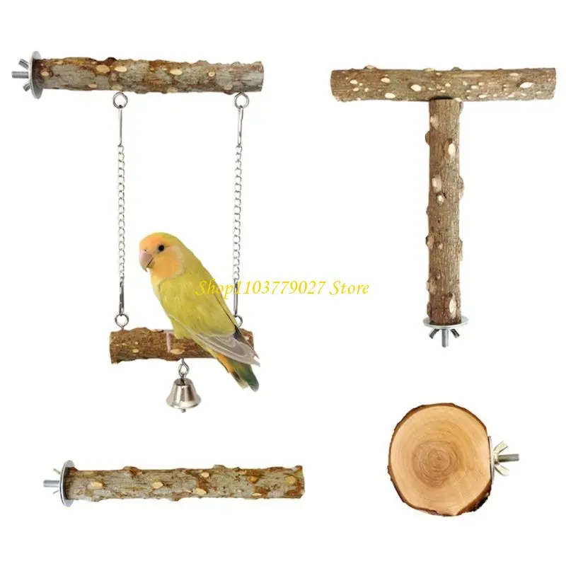 C4DF 4pcs Parrots Perch Set Climbing Branches Chewing Sticks Pet Bird Chewing Toy