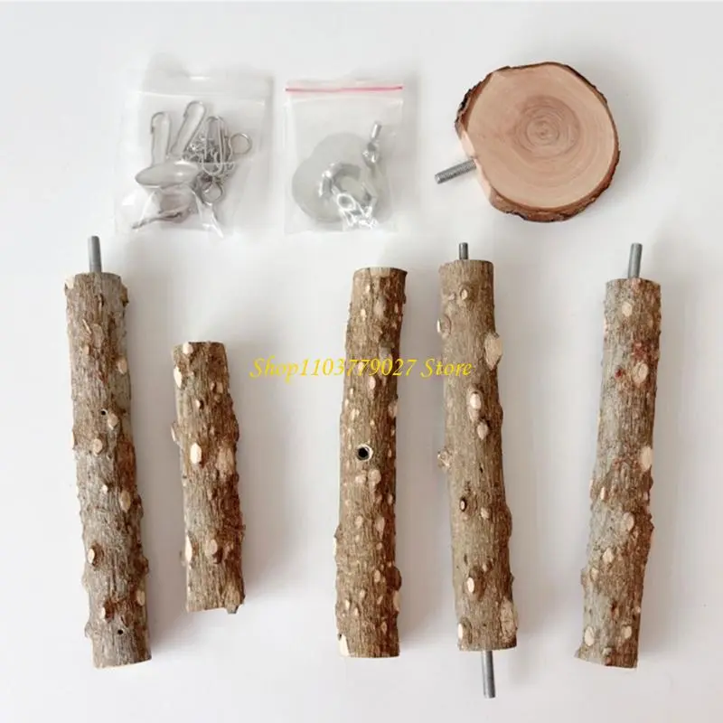 C4DF 4pcs Parrots Perch Set Climbing Branches Chewing Sticks Pet Bird Chewing Toy