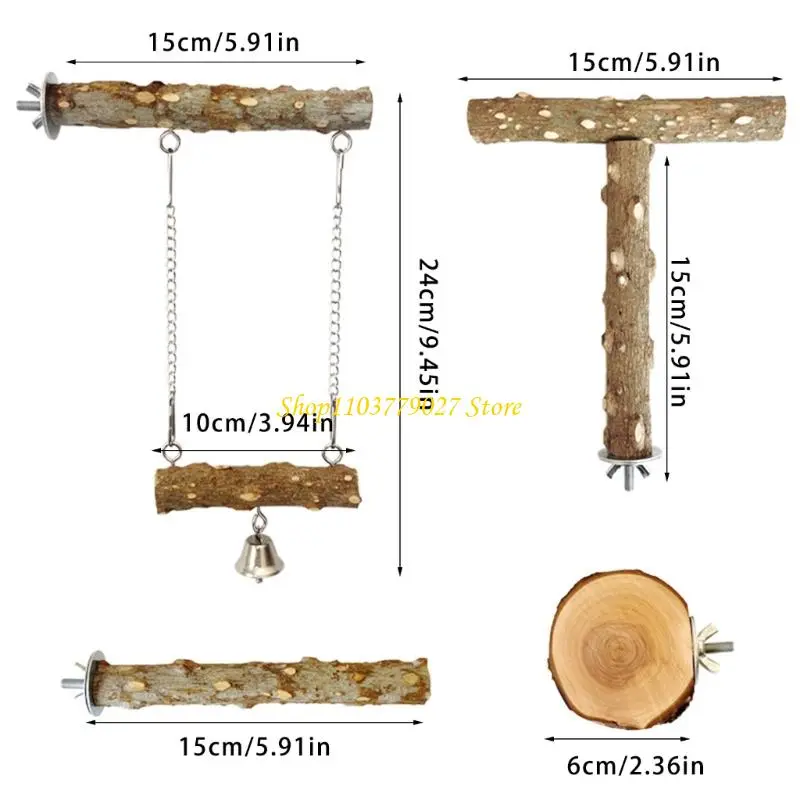 C4DF 4pcs Parrots Perch Set Climbing Branches Chewing Sticks Pet Bird Chewing Toy