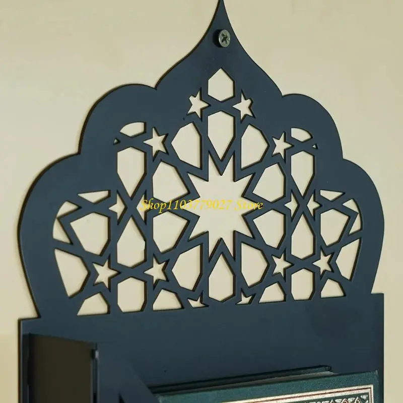 C4DF Arabic Metal Wall Mount Quran Book Holder Shelf for Islamic Prayer Room Decors