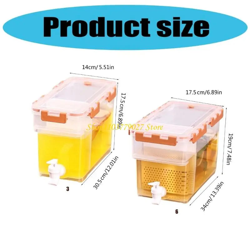 C4DF Plastic Leak Proof Iced Beverage Dispenser With Tap Drink Container for Fridge