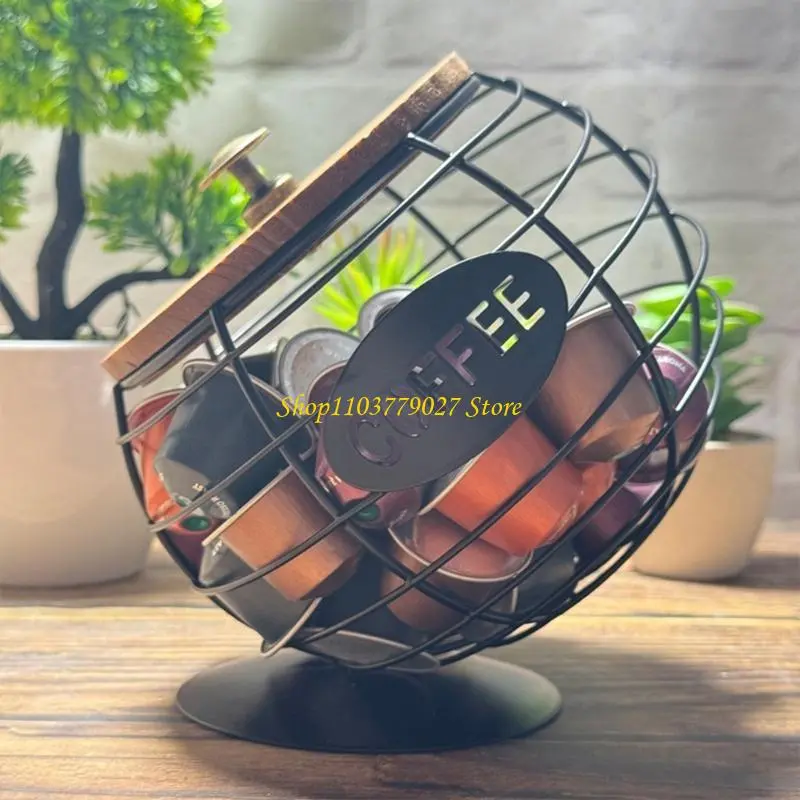 C4DF Coffee Capsules Iron Art Dried Fruit Snacks Dispenser Large Capacity Espresso Pods Diagonal Storage Basket