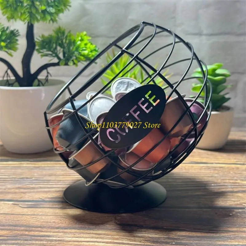 C4DF Coffee Capsules Iron Art Dried Fruit Snacks Dispenser Large Capacity Espresso Pods Diagonal Storage Basket
