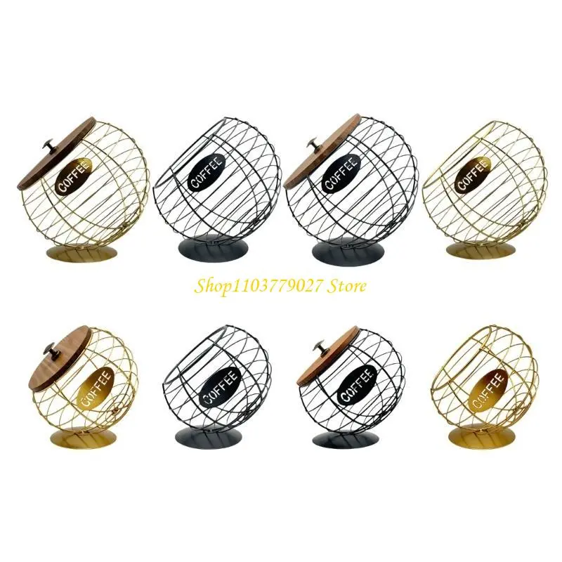 C4DF Coffee Capsules Iron Art Dried Fruit Snacks Dispenser Large Capacity Espresso Pods Diagonal Storage Basket