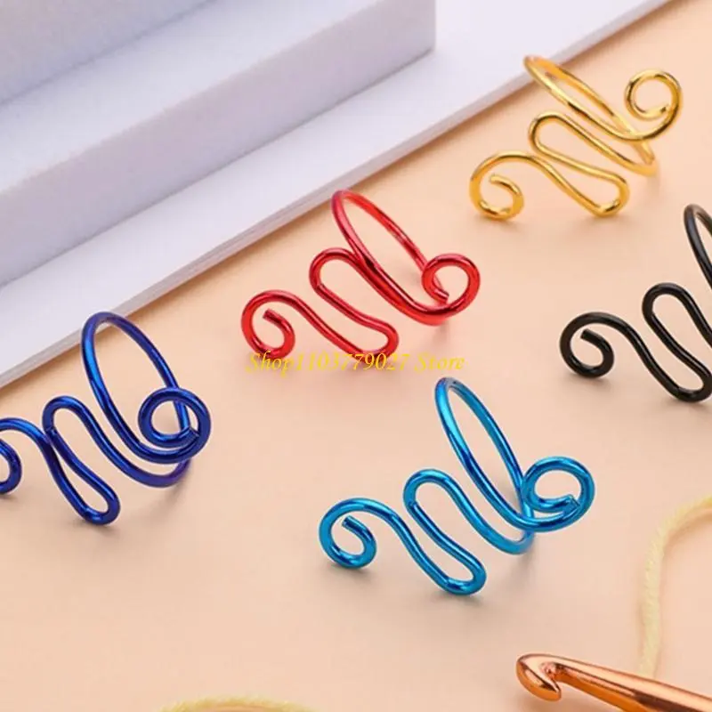 C4DF 20 Pcs Snake Crochet Rings Tension Guide Yarn Rings Knitting Accessories for Left-Handed and Right-Handed