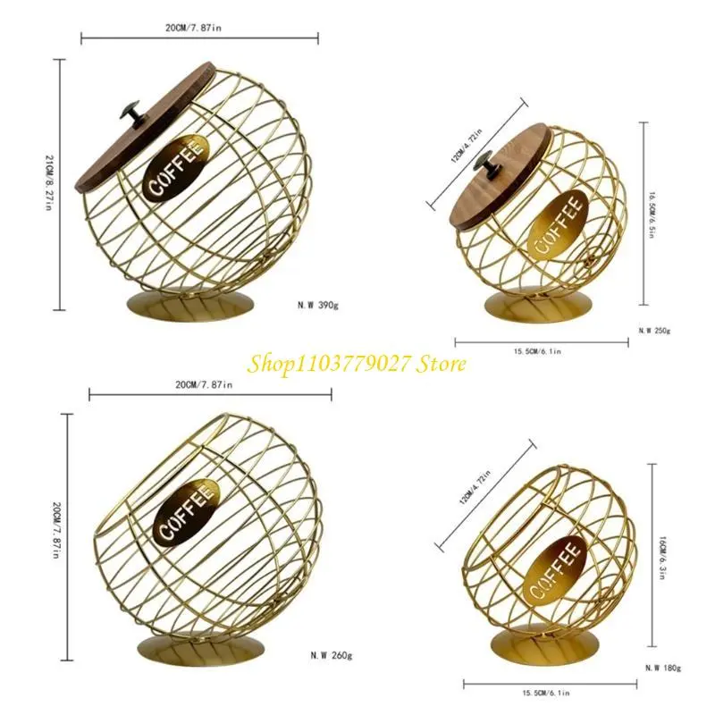 C4DF Coffee Capsules Iron Art Dried Fruit Snacks Dispenser Large Capacity Espresso Pods Diagonal Storage Basket