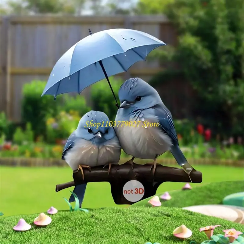 C4DF Delightful Blue Bird Lawn Stake for Patios and Garden Flower Bed Decors