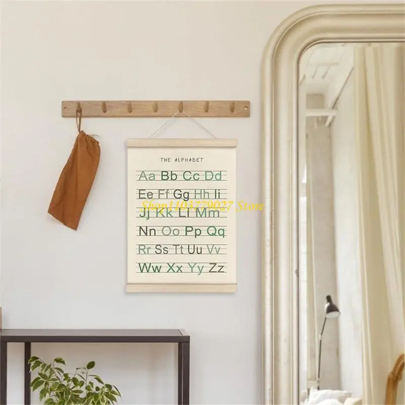 C4DF 2Pieces Toddler Learning Alphabets and Number Posters with Hanger Frame for Classroom and Playroom Nursery Decors