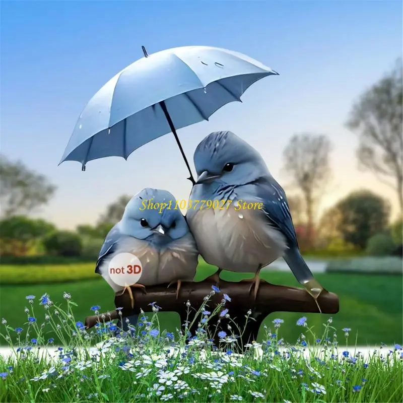 C4DF Delightful Blue Bird Lawn Stake for Patios and Garden Flower Bed Decors