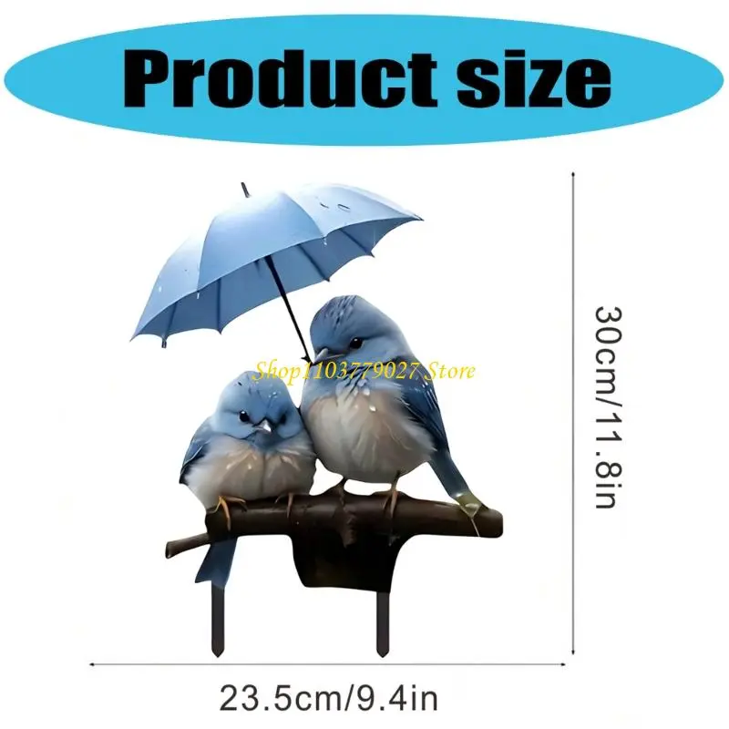 C4DF Delightful Blue Bird Lawn Stake for Patios and Garden Flower Bed Decors