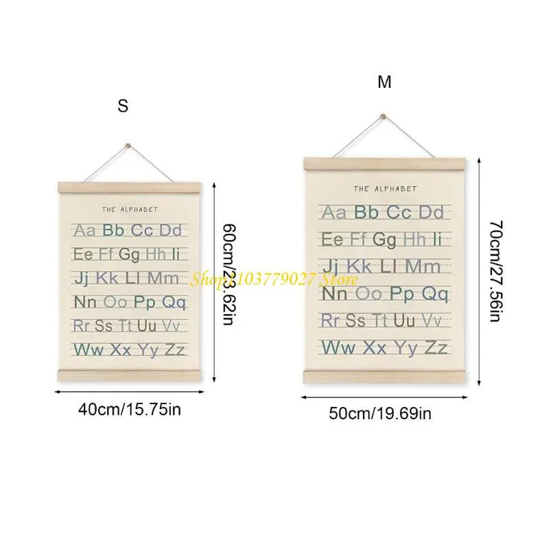 C4DF 2Pieces Toddler Learning Alphabets and Number Posters with Hanger Frame for Classroom and Playroom Nursery Decors