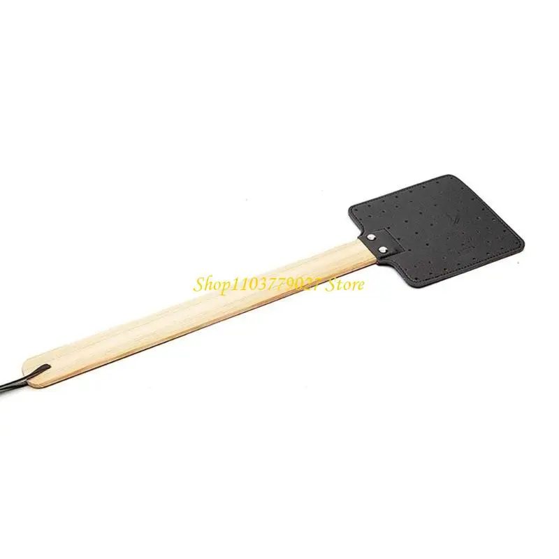 C4DF Practical Handmade Fly Swatters Reliable Leather Fly Swatters With Stable Beech Handle for Dormitory Home