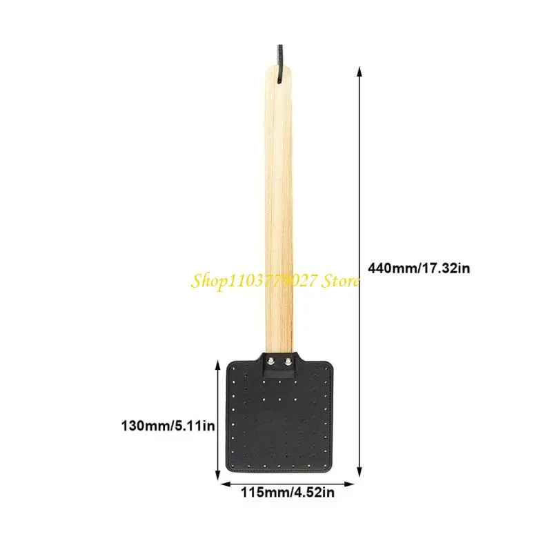 C4DF Practical Handmade Fly Swatters Reliable Leather Fly Swatters With Stable Beech Handle for Dormitory Home