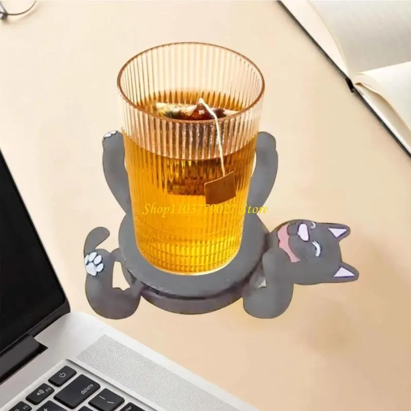 C4DF Cats Coasters 3D Printed Mug Holders For Drink Excellent Coffee Table Decoration For Cats Enthusiasts