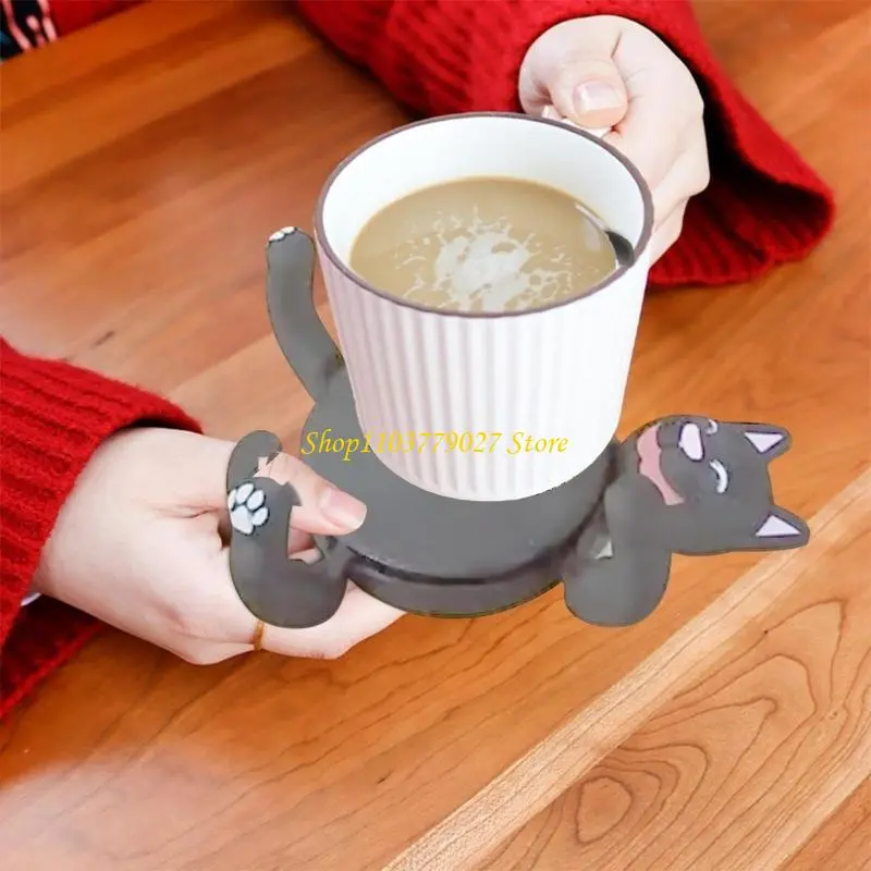 C4DF Cats Coasters 3D Printed Mug Holders For Drink Excellent Coffee Table Decoration For Cats Enthusiasts