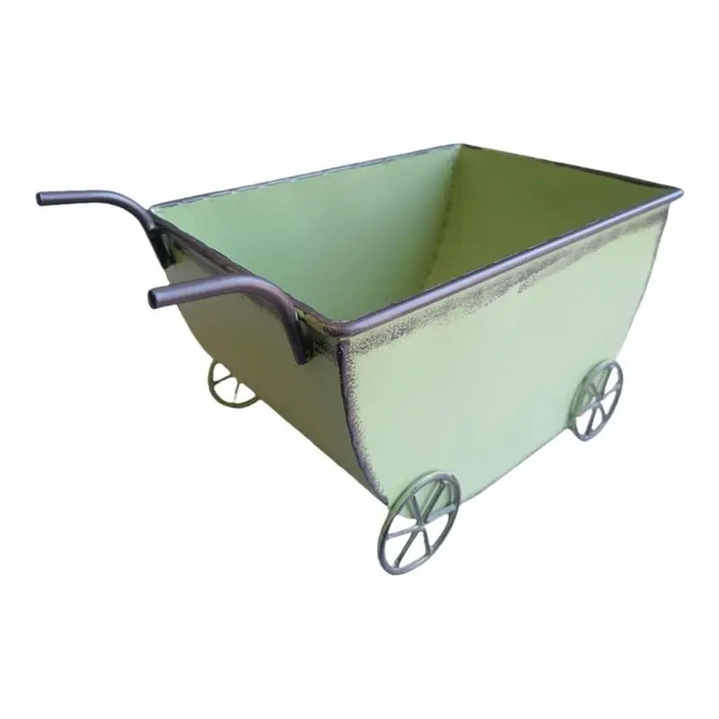 C4DF Iron Wheelbarrow Planter Iron Wagon Planter Box for Farm House Garden Patio Rustproof Outdoor Patio Decoration