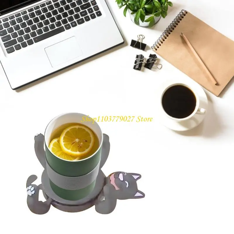 C4DF Cats Coasters 3D Printed Mug Holders For Drink Excellent Coffee Table Decoration For Cats Enthusiasts