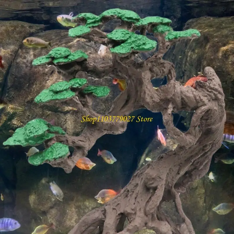 C4DF Fishtanks Underwater Tree Resin Decors Deadwood Figurine Shrimp Shelter