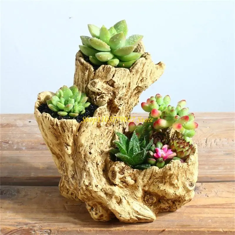 C4DF Imitation Tree Root Flower Pots Plant Container Resin Texture Plant Holder