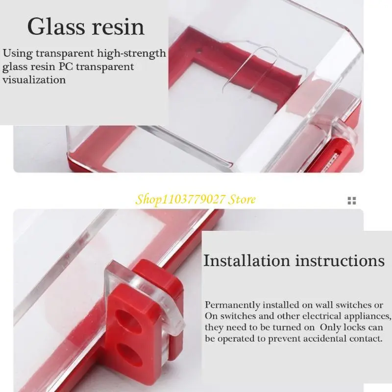 C4DF Lockable Socket Safety Cover Clear Plastic Wall Switches Cover Emergency Button Wall Switches Socket Lockout Cover