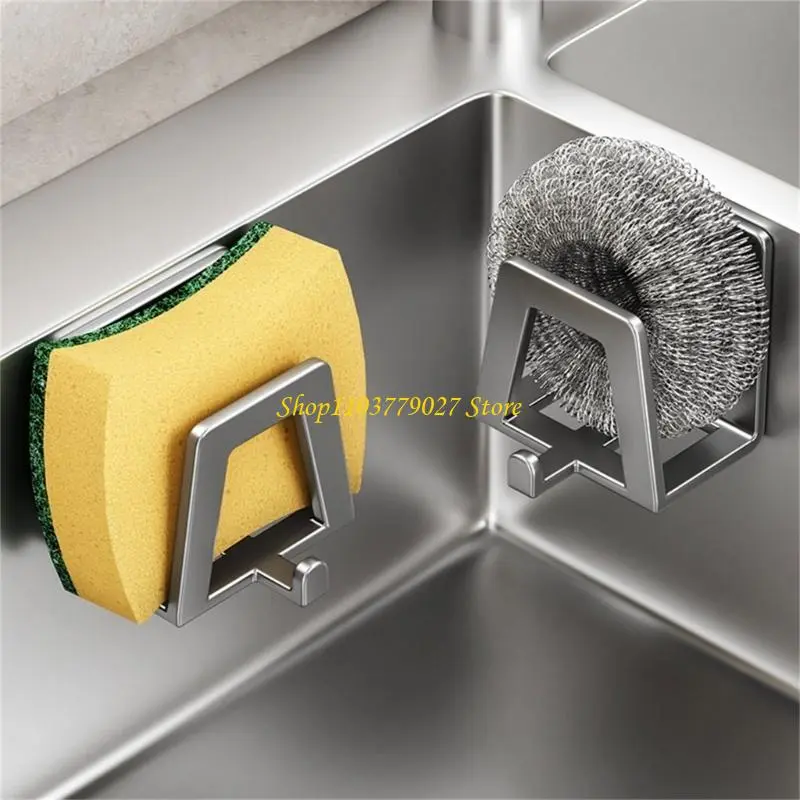 C4DF Carbon Steel Sink Sponges Drain Drying Rack Adhesive Storage Holder Kitchen for Dishes and Utensils
