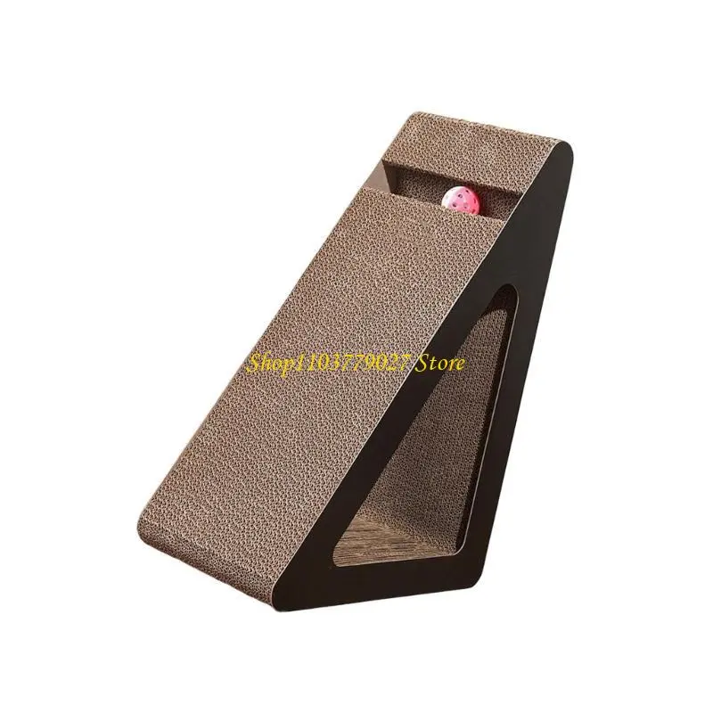 C4DF Space Saving Cats Scratcher Toy Triangle Scratching Cardboard For Interaction Fun
