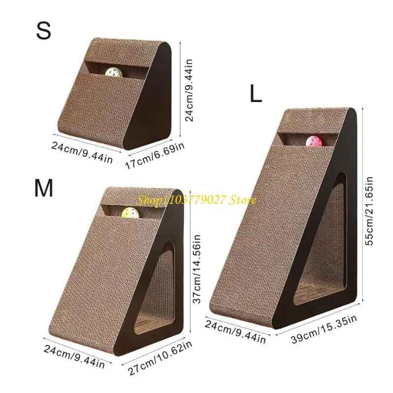 C4DF Space Saving Cats Scratcher Toy Triangle Scratching Cardboard For Interaction Fun