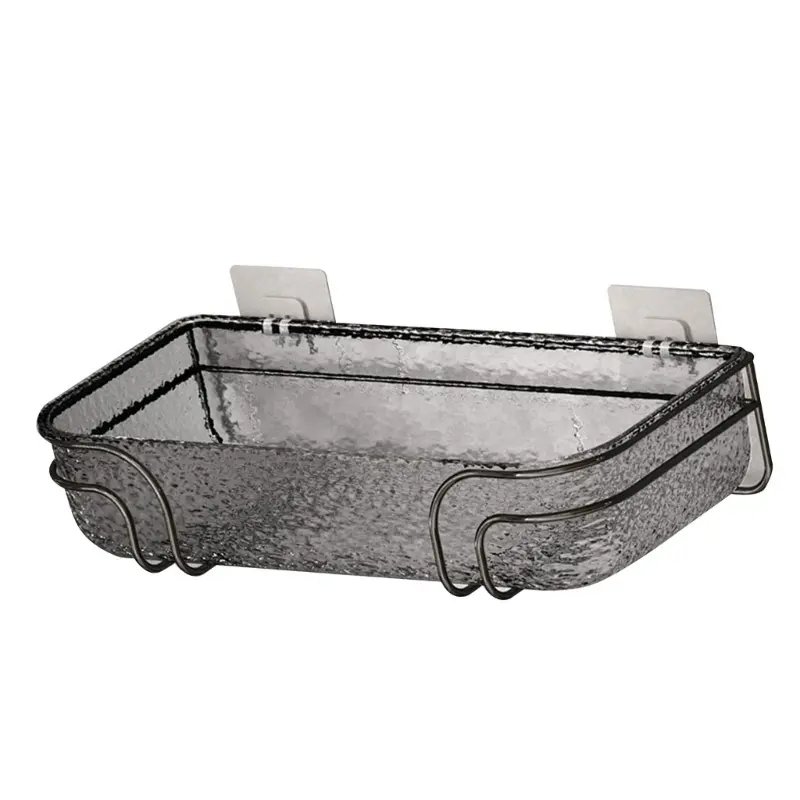Y1UB Bathroom Shower Shelf Organizers Wall Mounted Bathroom Storage Shelf Hangable Dormitory Makeup Cosmetic Holder