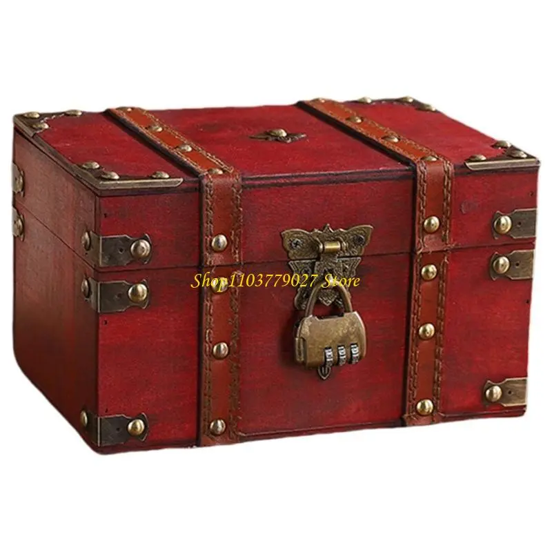 C4DF Wooden Chest Escape Room Prop Organiser Locking Decorative Box for Collectors and Privacy Enthusiasts