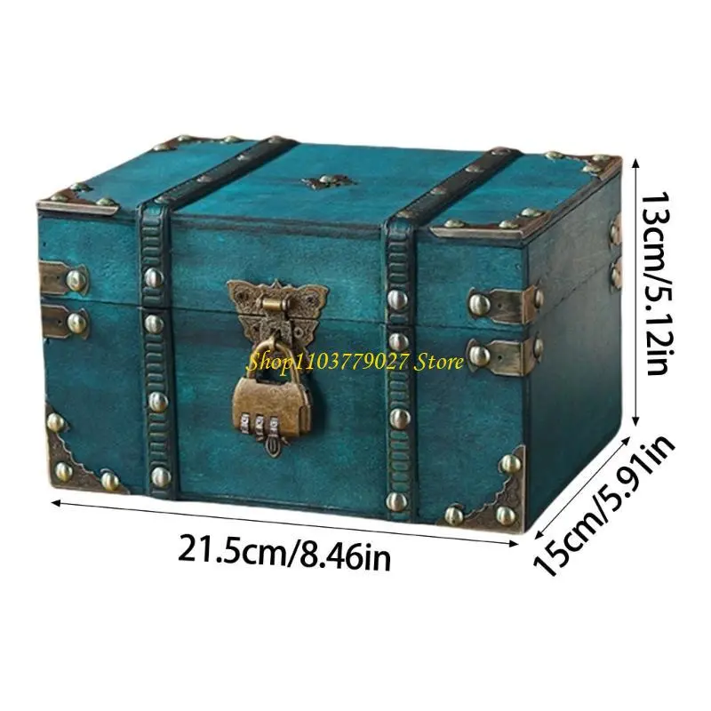 C4DF Wooden Chest Escape Room Prop Organiser Locking Decorative Box for Collectors and Privacy Enthusiasts