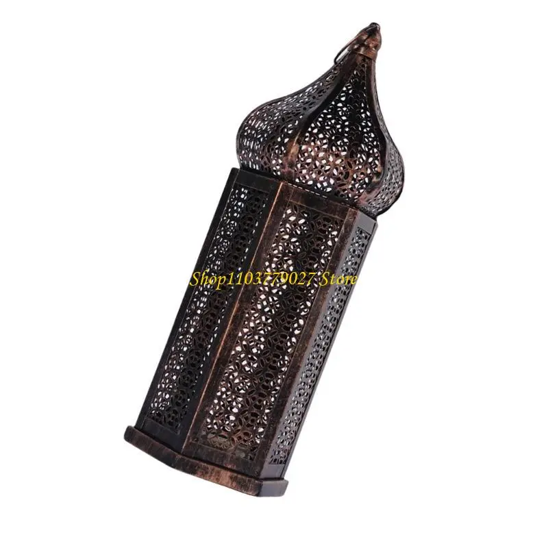 C4DF Desk LED Lamp Hollowed Iron Lighting for Vintaged Home Decoration Battery Operate