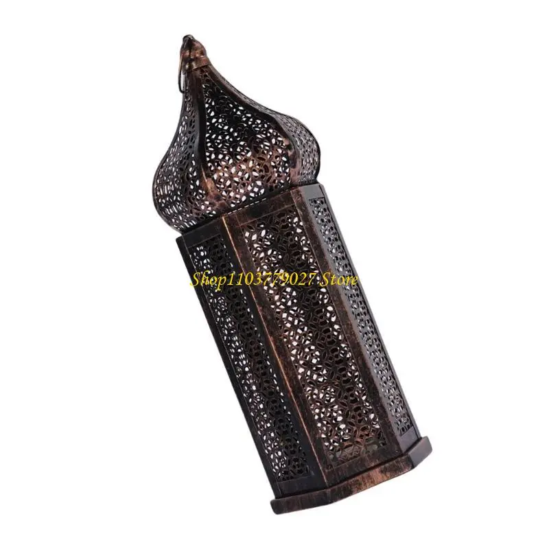 C4DF Desk LED Lamp Hollowed Iron Lighting for Vintaged Home Decoration Battery Operate