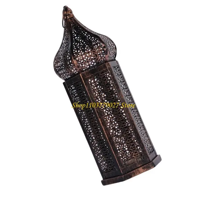 C4DF Desk LED Lamp Hollowed Iron Lighting for Vintaged Home Decoration Battery Operate