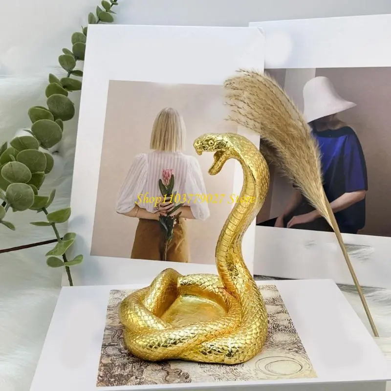 C4DF Serpentines Wealth Attraction Office Snake Desktop Ornament Color Resins Craft