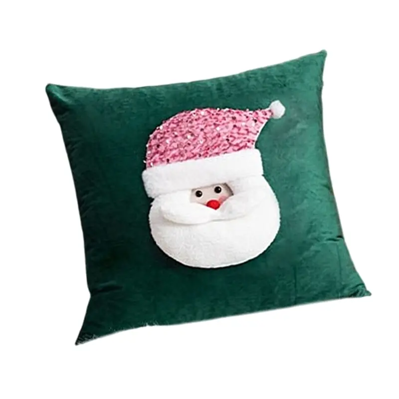 Y1UB Christmas 3D Pillowcase Cushion Cover Lovely Patterns for Home Decoration Polyes