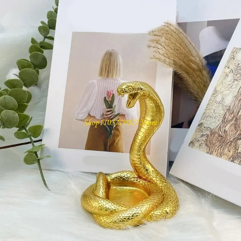 C4DF Serpentines Wealth Attraction Office Snake Desktop Ornament Color Resins Craft