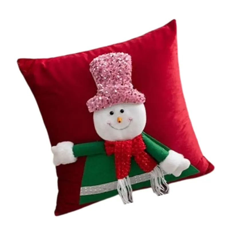 Y1UB Christmas 3D Pillowcase Cushion Cover Lovely Patterns for Home Decoration Polyes