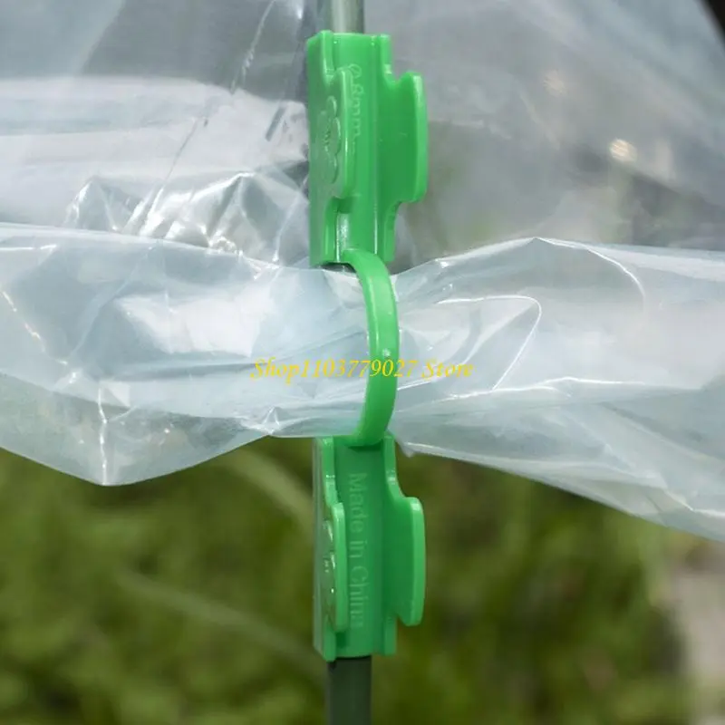 C4DF 50Pcs Thickened Greenhouse Film Plant Support Clamps Garden Shed Row Cover Net Tunnel Hoop Plastic Green Shade
