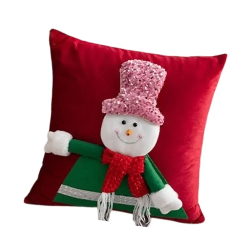 Y1UB Christmas 3D Pillowcase Cushion Cover Lovely Patterns for Home Decoration Polyes