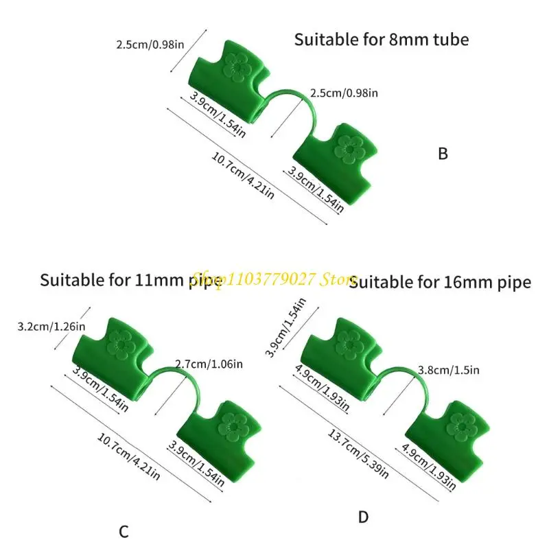 C4DF 50Pcs Thickened Greenhouse Film Plant Support Clamps Garden Shed Row Cover Net Tunnel Hoop Plastic Green Shade