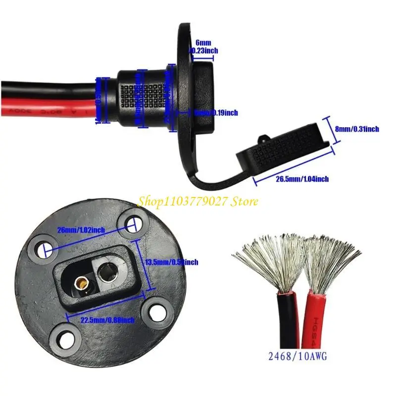 C4DF 2Pcs SAE Power Socket Sidewall Port Waterproof Harness 12AWG Quick Connectors