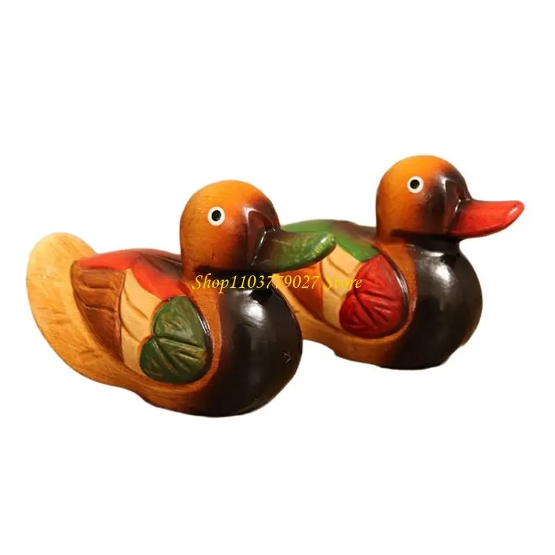 C4DF Mandarin Duck Pair Colorful Handpainted Ornaments Wedding Anniversary Gift