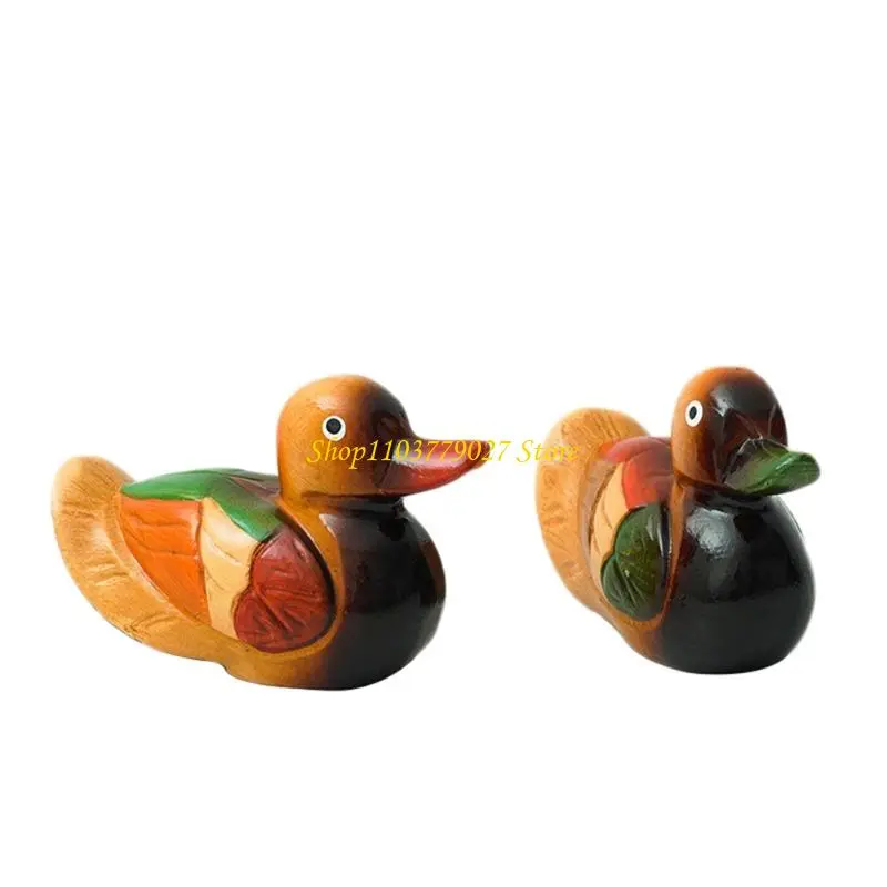C4DF Mandarin Duck Pair Colorful Handpainted Ornaments Wedding Anniversary Gift