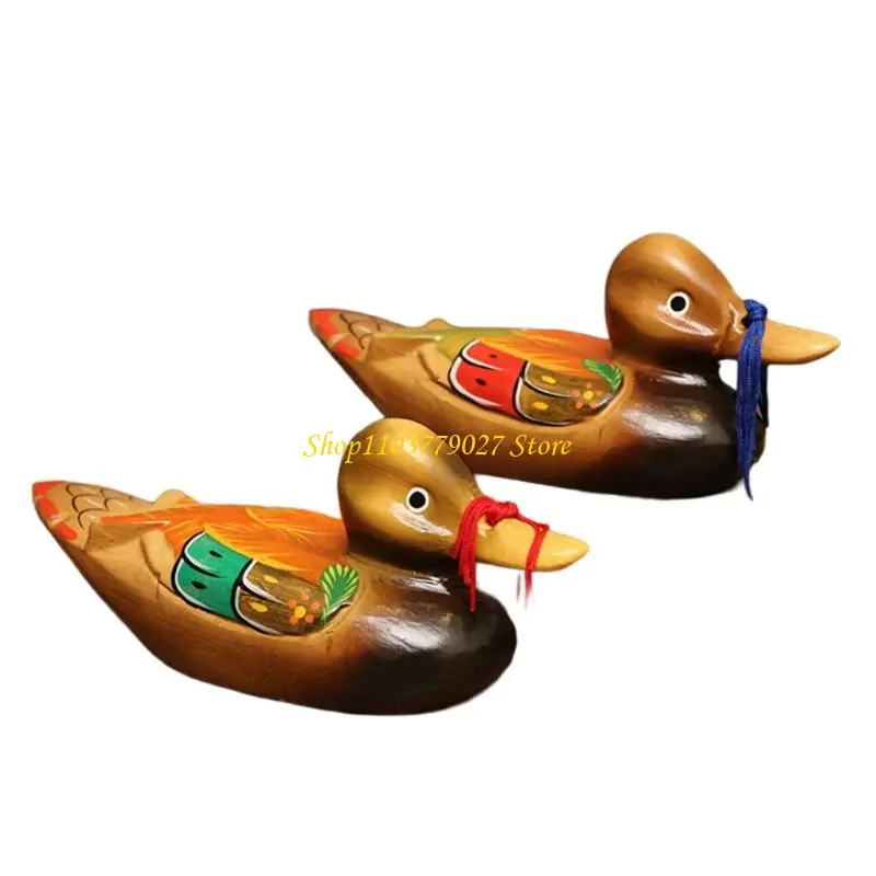 C4DF Mandarin Duck Pair Colorful Handpainted Ornaments Wedding Anniversary Gift
