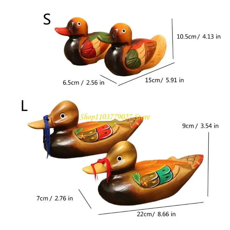 C4DF Mandarin Duck Pair Colorful Handpainted Ornaments Wedding Anniversary Gift