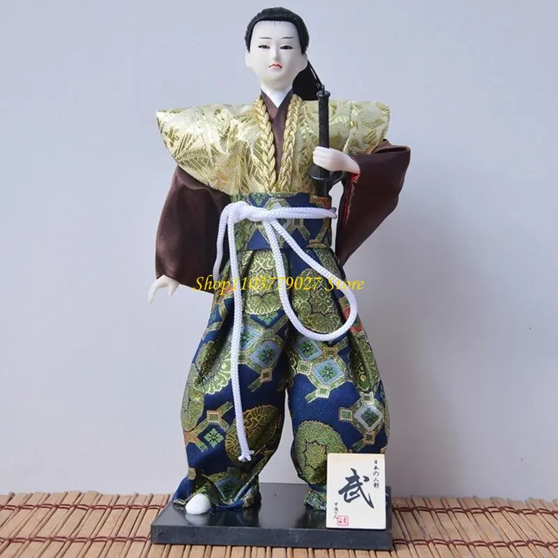 C4DF 12inch Traditional Japanese Samurais Dolls Kimonos Collectible Home Decoration