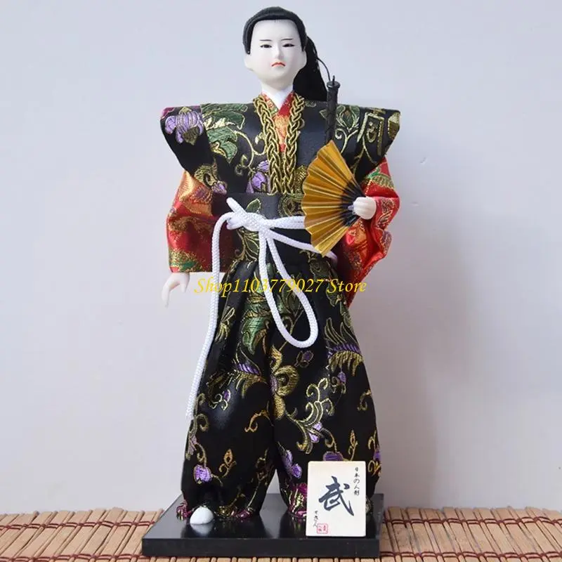 C4DF 12inch Traditional Japanese Samurais Dolls Kimonos Collectible Home Decoration