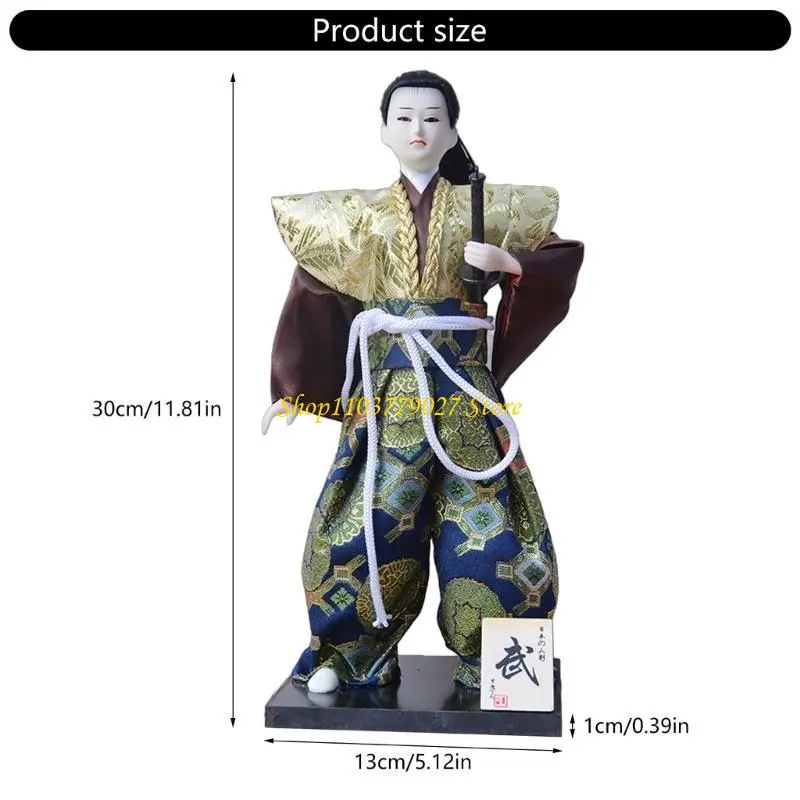 C4DF 12inch Traditional Japanese Samurais Dolls Kimonos Collectible Home Decoration